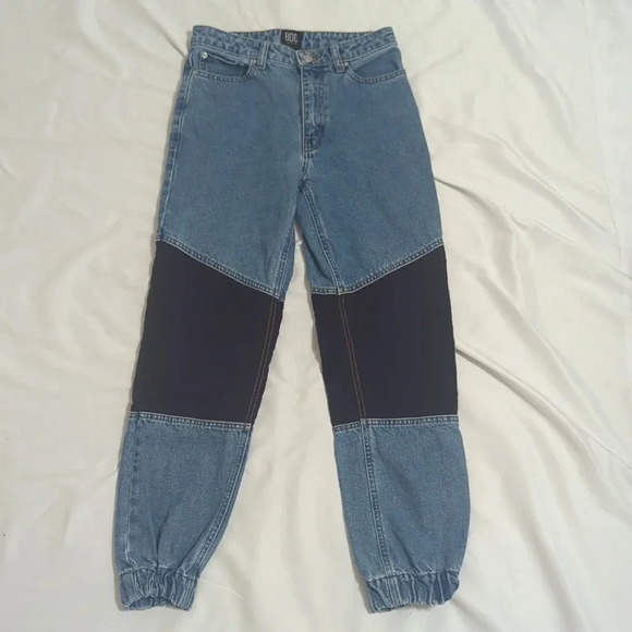 Urban Outfitters BDG Byron Spliced Denim Joggers, Color Blue/Black Size 24 - Picture 4 of 15